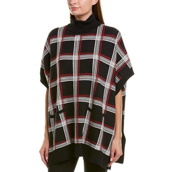 Jones New York Sweaters - Jones New York Turtleneck Poncho In Black Cayenne Ivory Womens S/M NWT